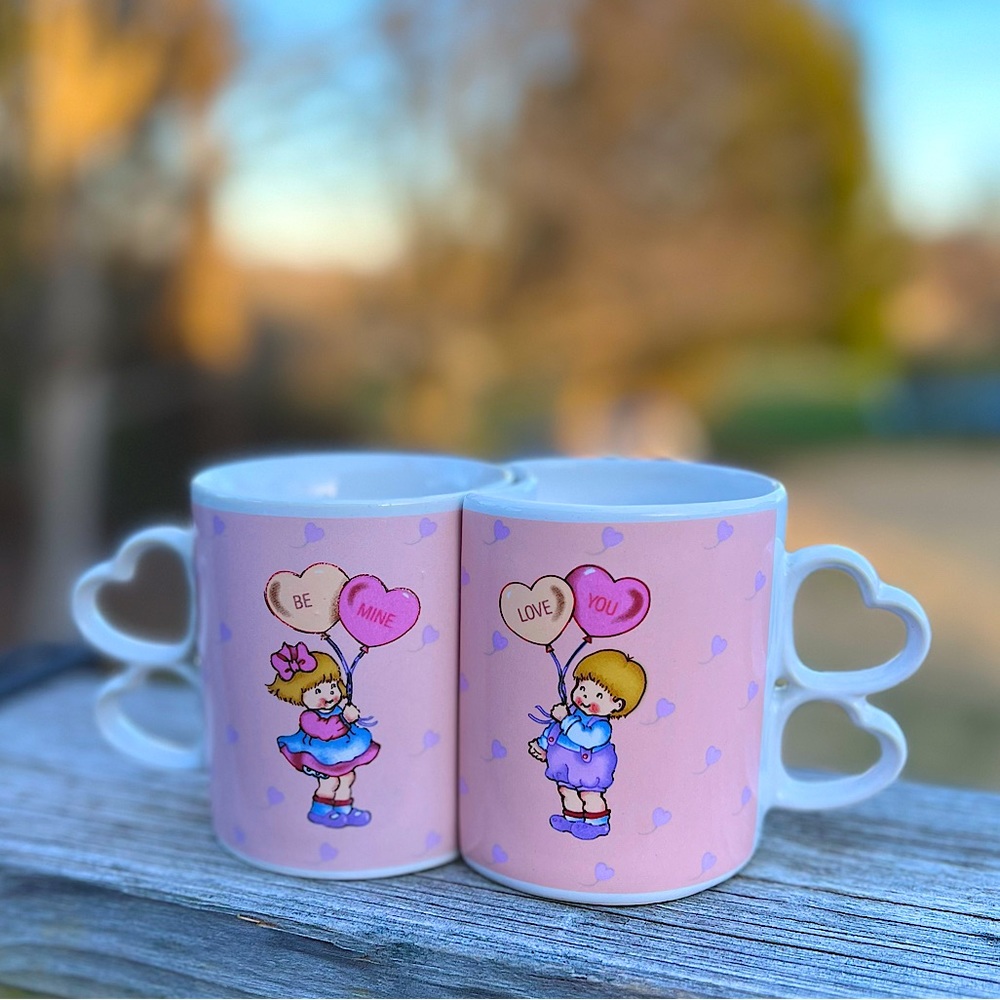 CHRISTINA LJUNGREN RIGO Vintage 1997 Valentine Mug Set- Be Mine, Love You